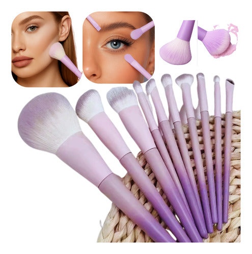 Kit 10 Pincéis Maquiagem Profissional Cerdas Macias