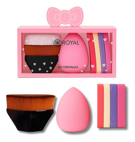 Kit Completo 1 Pincel Mágico + 5 Esponjas De Maquiagem P/ Pó