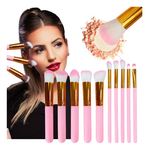 Kit com 10 Pincéis Make Alta Precisão