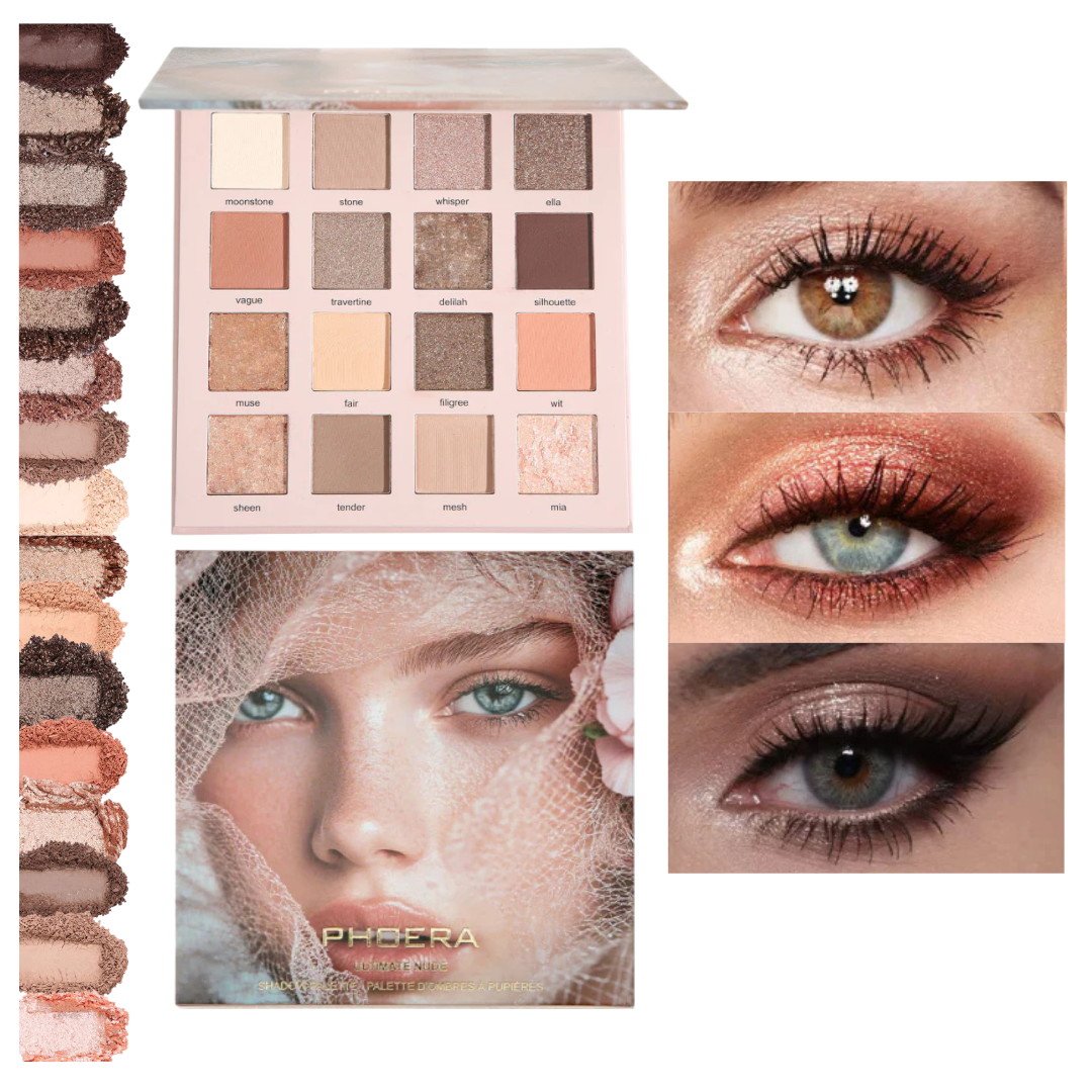 Paleta de Sombras 16 Cores Altamente Pigmentados Phoera