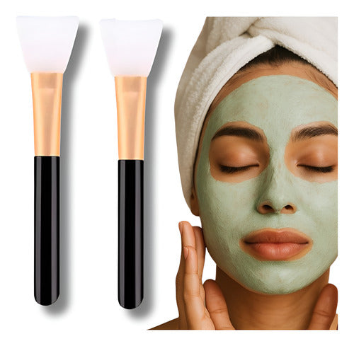 Kit 2 Pincel Silicone Estética Máscaras Argila Skincare