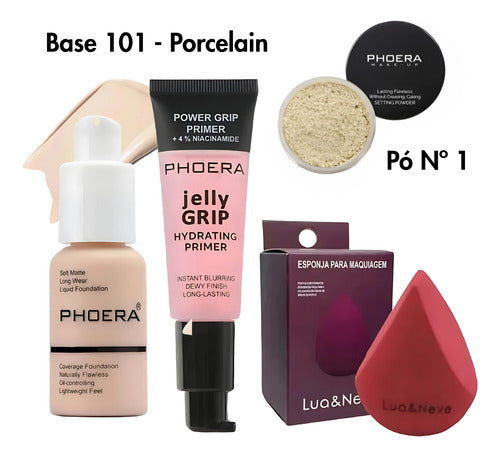 Kit 4 Un Jelly Primer + Base Soft Matte, Pó 14g + Brinde