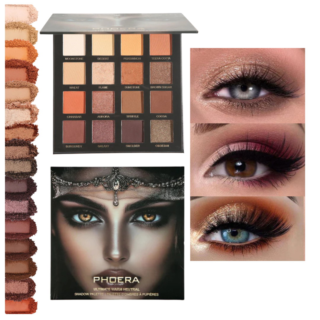 Paleta de Sombras 16 Cores Altamente Pigmentados Phoera