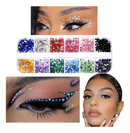 Caixa 12und Pedraria Strass Para Maquiagem Make Unhas Looks