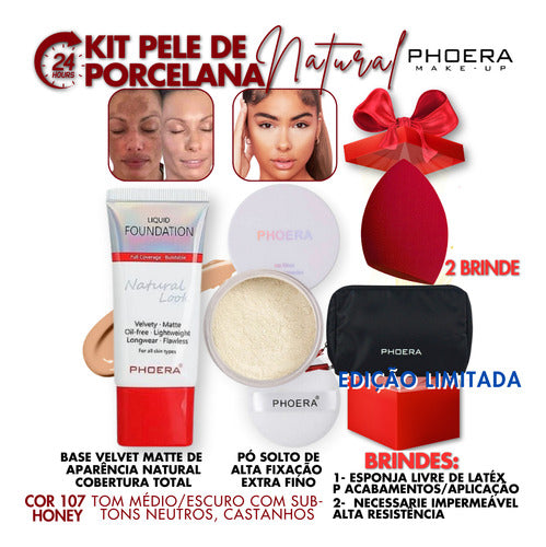 Kit 4und Compre Base Matte +pó 24h Prova D'água Leve 2brinde