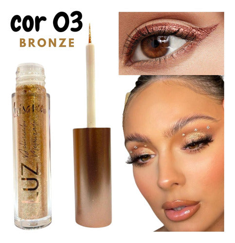 Delineador Líquido Metálico Com Glitter Coleção Luz - Brilho