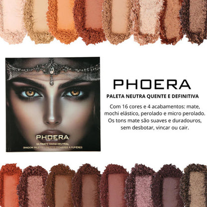 Paleta de Sombras 16 Cores Altamente Pigmentados Phoera