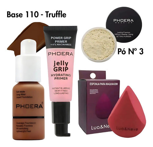 Kit 4 Un Jelly Primer + Base Soft Matte, Pó 14g + Brinde