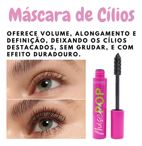 Máscara De Cílios Curvados Efeito Alongamento - Febella Pop