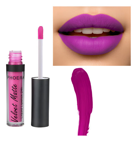 Batom Velvet Matte 24h A Prova De Água Intransferível Phoera