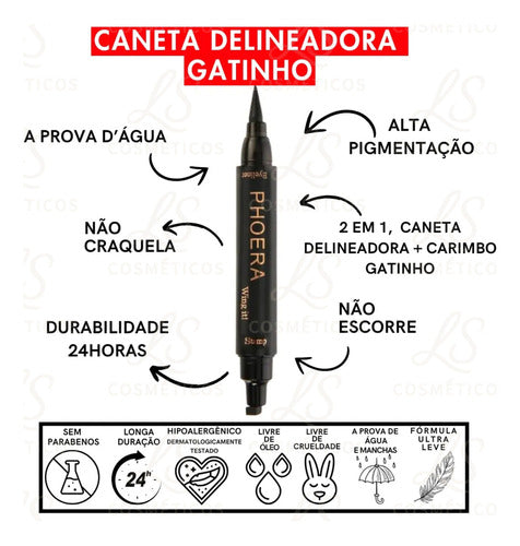 Delineador Em Caneta Carimbo Gatinho A Prova D'agua- Phoera