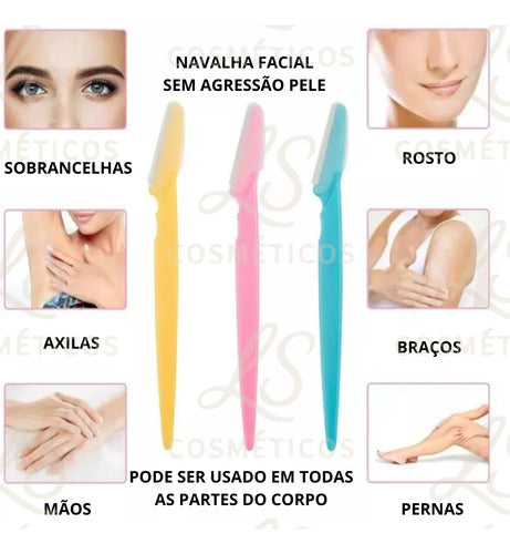 Kit 12 Navalha Para Sobrancelha Feminina Rosto Face Atacado