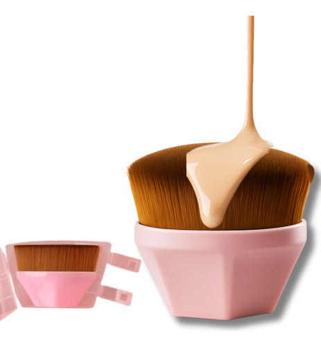 Kit Completo 1 Pincel Mágico + 5 Esponjas De Maquiagem P/ Pó