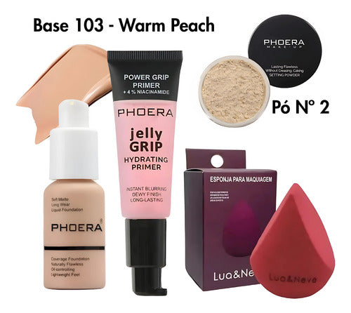 Kit 4 Un Jelly Primer + Base Soft Matte, Pó 14g + Brinde
