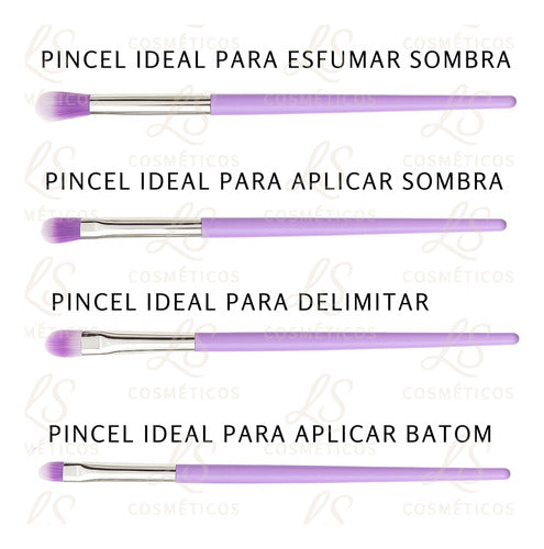 Kit Com 7 Pinceis De Maquiagem Profissional Cerdas Macias