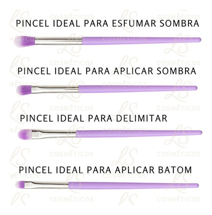 Kit Com 7 Pinceis De Maquiagem Profissional Cerdas Macias