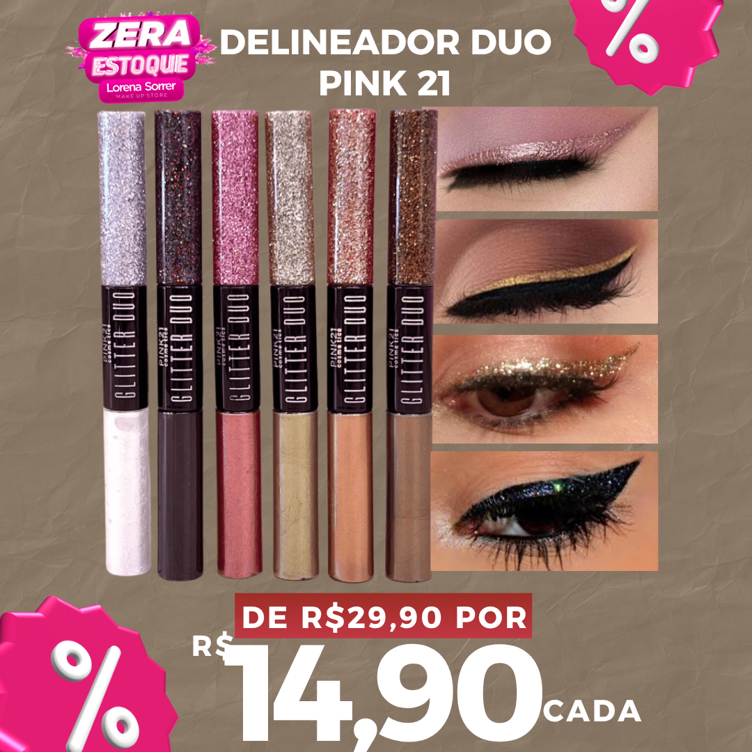 Delineador Duo 2 Em 1 Metálico E Glitter - Alta Resistência
