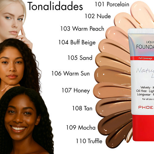 Base Natural Look 24h A Prova De Água + Pó Solto Leve Phoera
