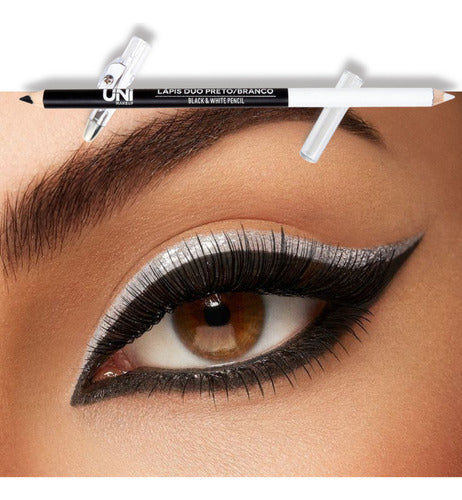 Lápis De Olho Duo Preto E Branco Com Apontador Makeup