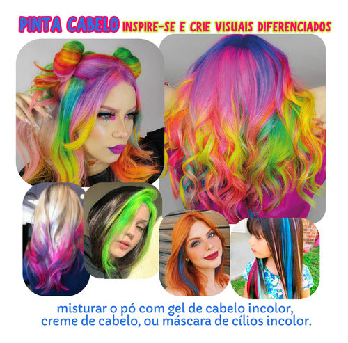 Torre 6 Pó Neon Maquiagem Make Cabelo Unha Carnaval Fluoresc