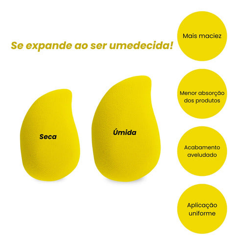 Kit 12 Esponja Manga Facial Make Cremosa Pó Base Corretivo