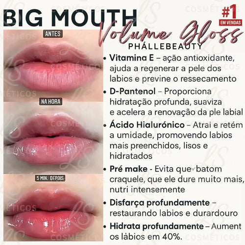 Volume Gloss Glitter Aumenta Efeito Boca Grande Big Mouth