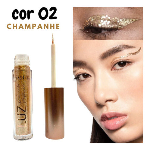Delineador Líquido Metálico Com Glitter Coleção Luz - Brilho