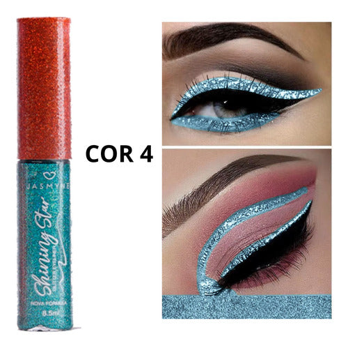 Delineador Líquido Glitter Brilho Shining Star Glow Jasmyne