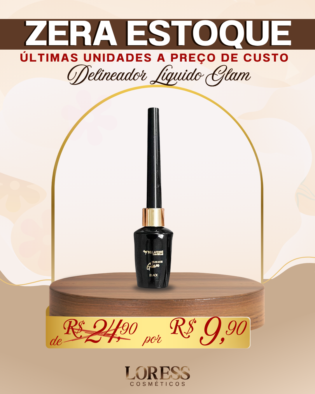 Delineador Líquido Preto Prova D Água - Glam Bella Femme