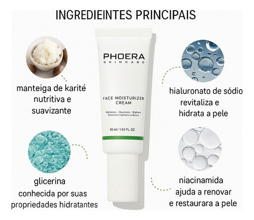 Creme Hidratante Facial Rejuvenescedor Phoera + De 17 Ativos