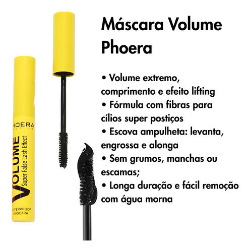 Kit 3un Phoera: Máscaras Volume + 9d + Sérum Para Cílios