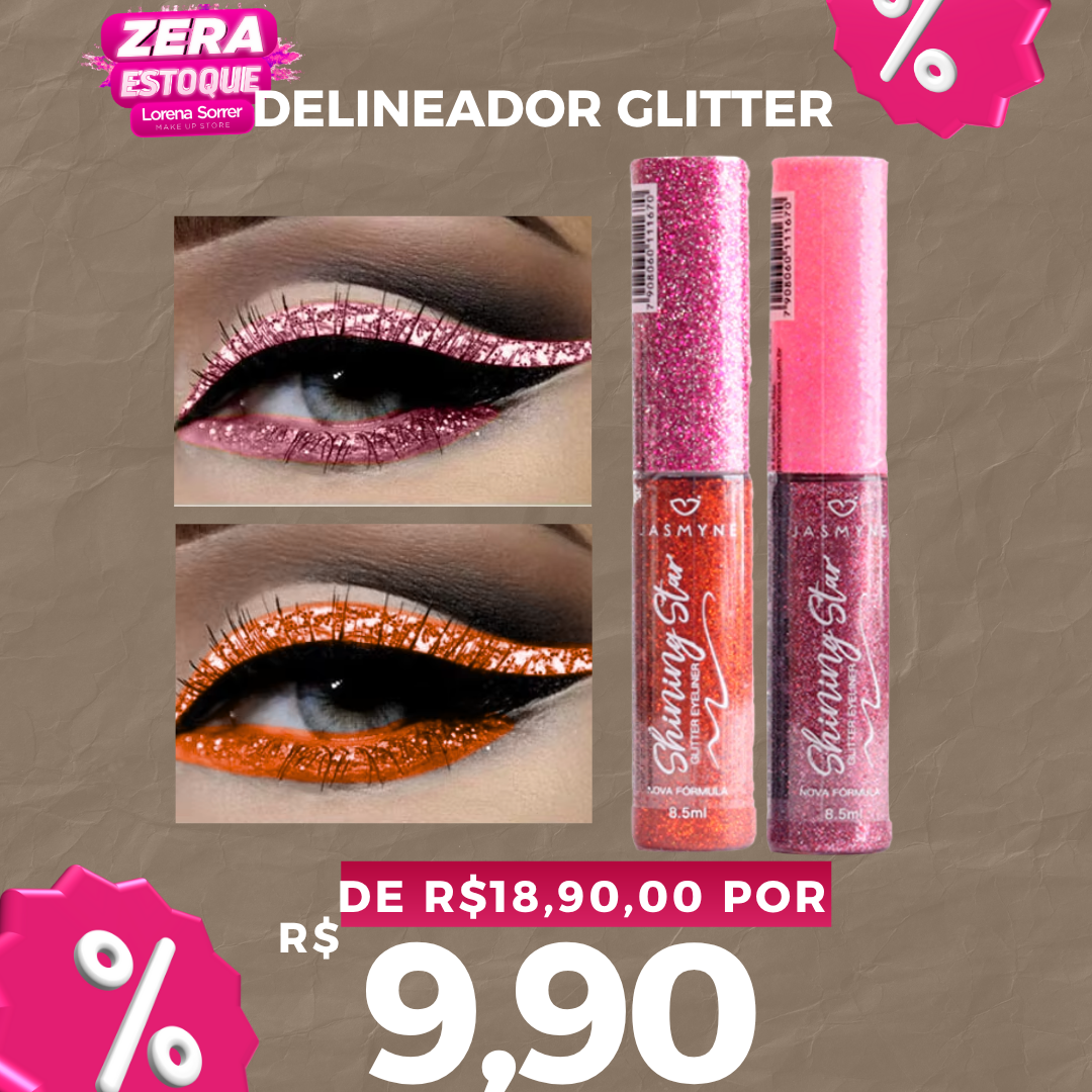 Delineador Líquido Glitter Brilho Shining Star Glow Jasmyne