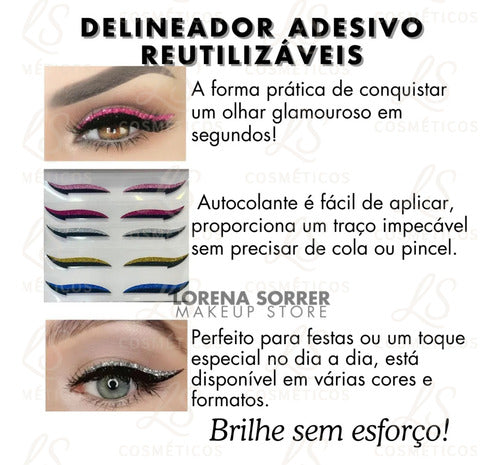 Cartela 5und Delineador Adesivo Autocolante Gatinho Prático