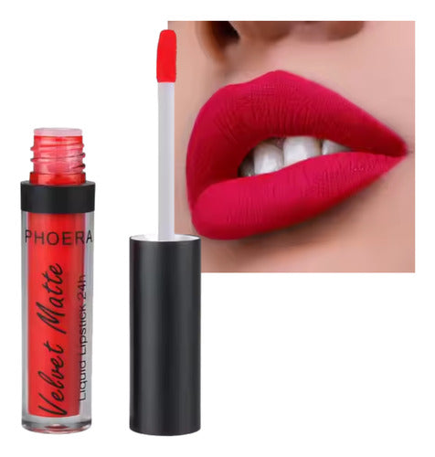 Batom Velvet Matte 24h A Prova De Água Intransferível Phoera