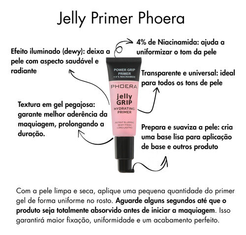 Kit 4 Un Jelly Primer + Base Soft Matte, Pó 14g + Brinde