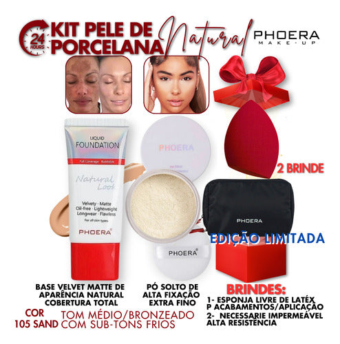 Kit 4und Compre Base Matte +pó 24h Prova D'água Leve 2brinde