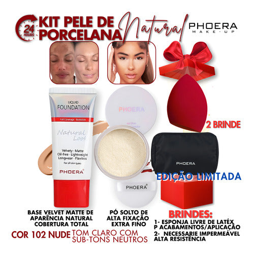 Kit 4und Compre Base Matte +pó 24h Prova D'água Leve 2brinde