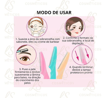 Navalha Para Sobrancelha, Kit Com 6 Lâminas