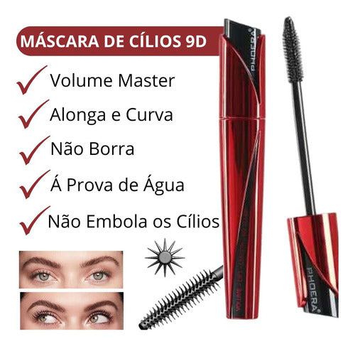 Kit 3un Phoera: Máscaras Volume + 9d + Sérum Para Cílios