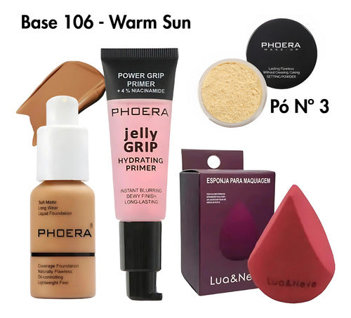 Kit 4 Un Jelly Primer + Base Soft Matte, Pó 14g + Brinde