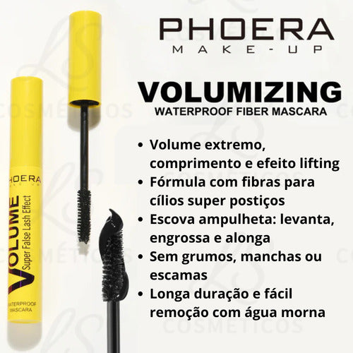 Mascara Cilios Volume E Efeito Boneca A Prova Dagua Phoera