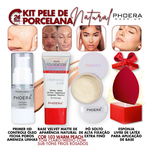 Kit 4und 24hr Prova D'água  Primer + Base Matte + Pó +brinde