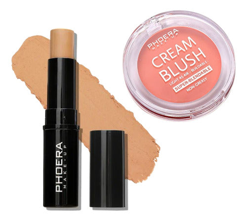 Contorno em Bastão + Blush em Creme Phoera A prova D'agua