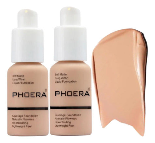 Kit 2 Bases Soft Matte Alta Cobertura Prova D'agua Phoera