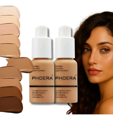 Kit 2 Bases Soft Matte Alta Cobertura Prova D'agua Phoera