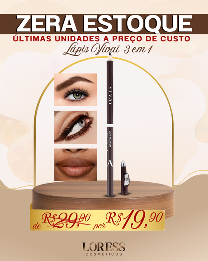 Lápis 2 em 1 Sobrancelha Olhos e Boca - Marrom Universal - Vivai