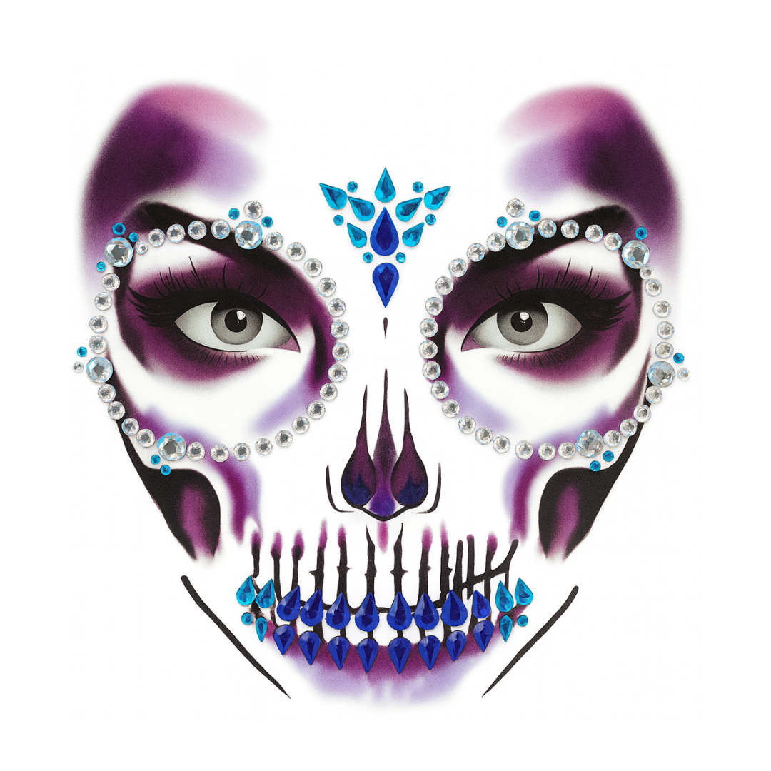 Adesivo Facial Halloween Fantasia Catrina Caveira Mexicana