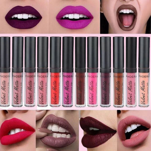 Batom Velvet Matte 24h A Prova De Água Intransferível Phoera