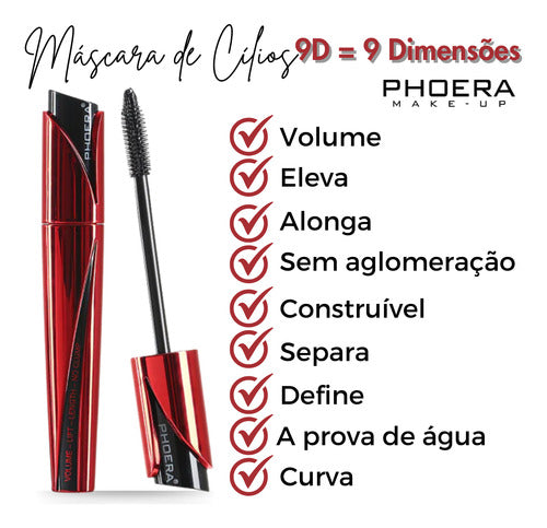 Kit Olhos e Lábios- 3 Lápis Intransferíveis + Delineador Gatinho + Máscara Volume 9D