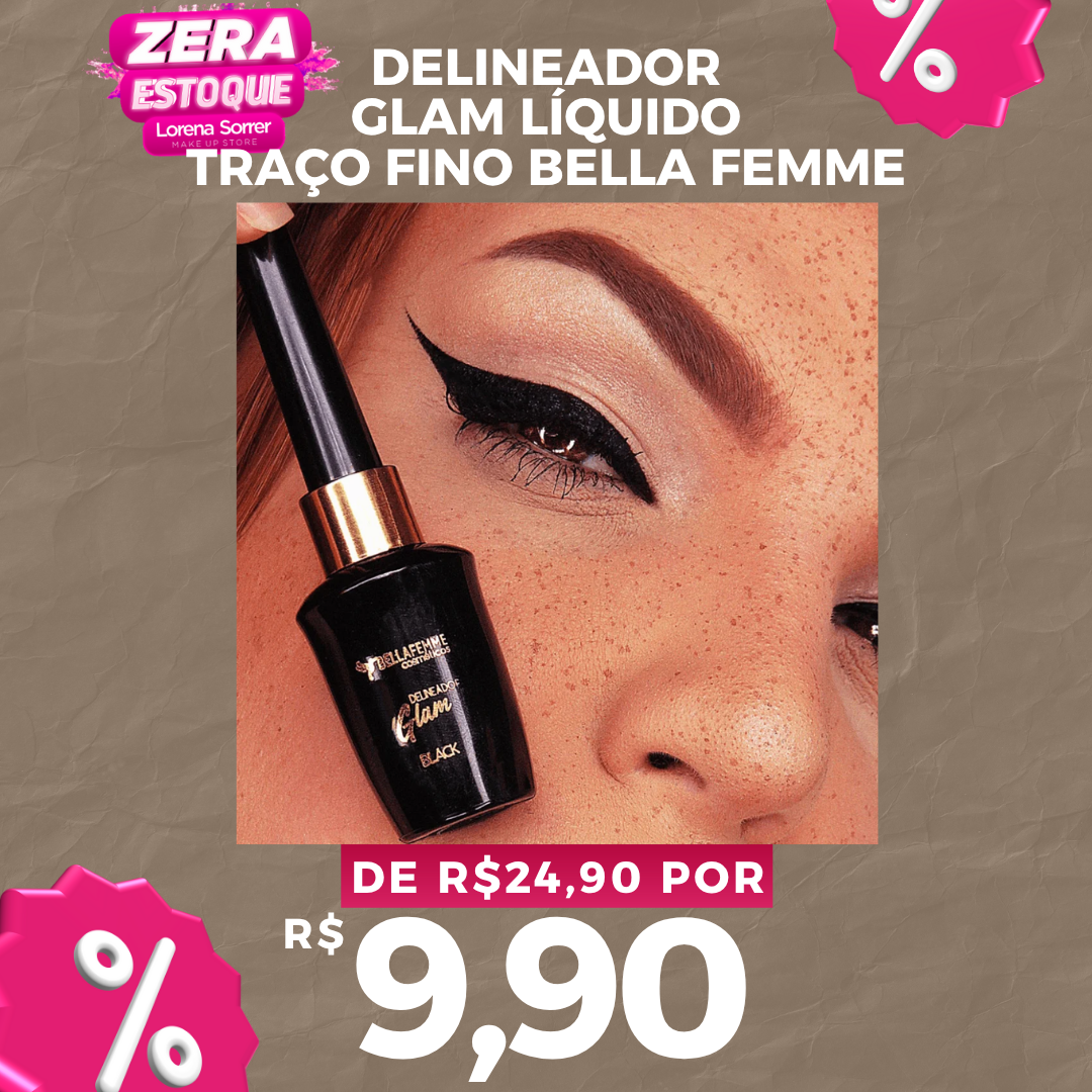 Delineador Líquido Preto Prova D Água - Glam Bella Femme